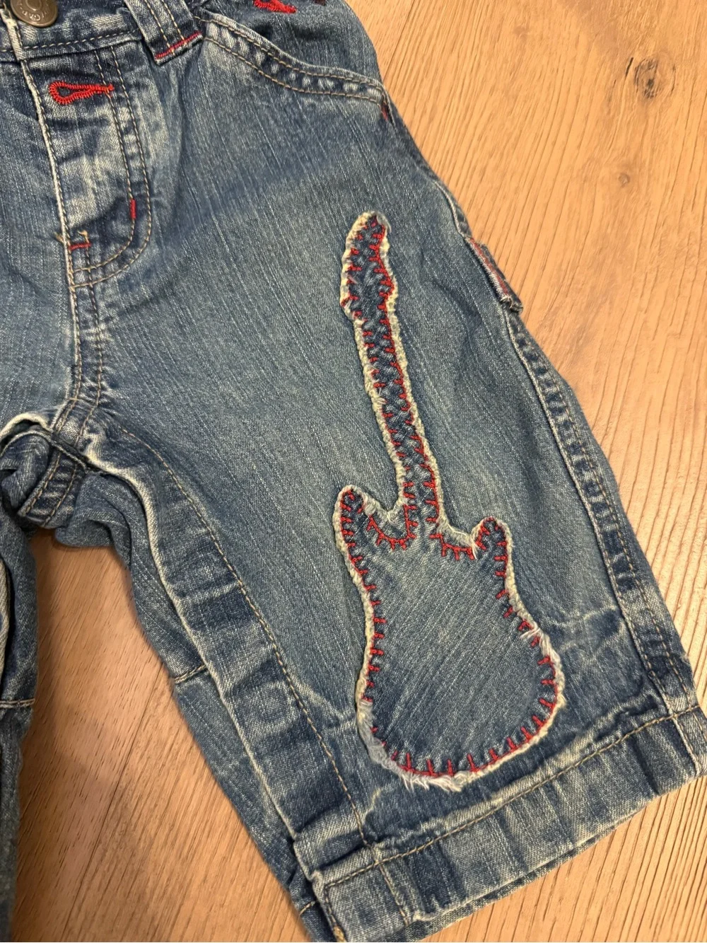 Vintage Baby Gap Baby Distressed Denim Jeans with Guitar Detail